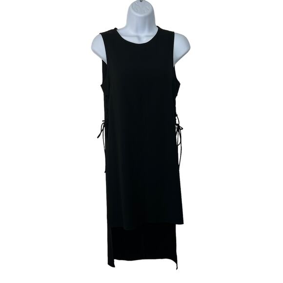 ASOS Black High Low Rib Tie Slip Dress Size 2 - Picture 2 of 6